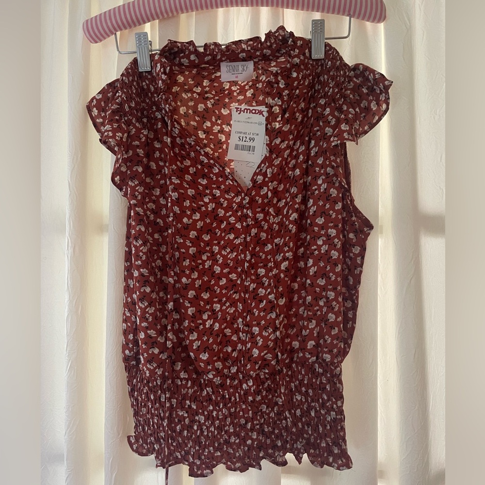 Sleeveless floral blouse